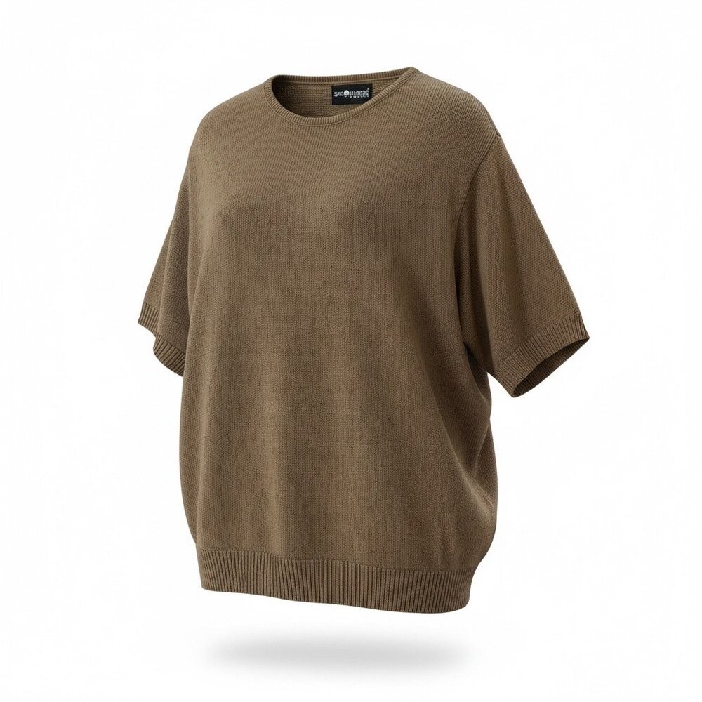 Sag Harbor Women’s Camel Short Sleeve Knit Sweater XXL Plus Size Workwear Staple